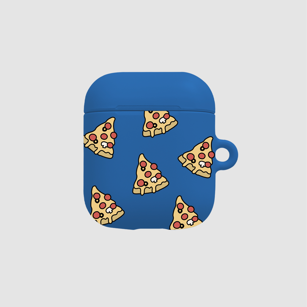[Airpods hard] 올리 피자 패턴 블루 . 에어팟케이스 에어팟프로케이스 투명케이스 젤리 하드케이스 실리콘케이스
