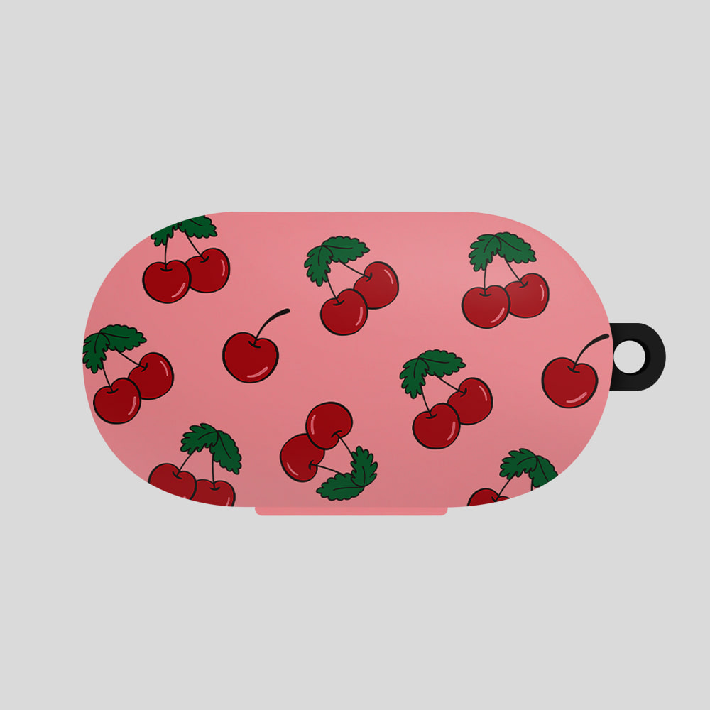[버즈/버즈플러스] 체리 패턴 핑크. 갤럭시 버즈케이스