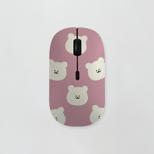 [무소음 마우스] 곰찌 패턴 핑크 . 마우스 블루투스마우스 노트북 무소음 무선 디자인마우스