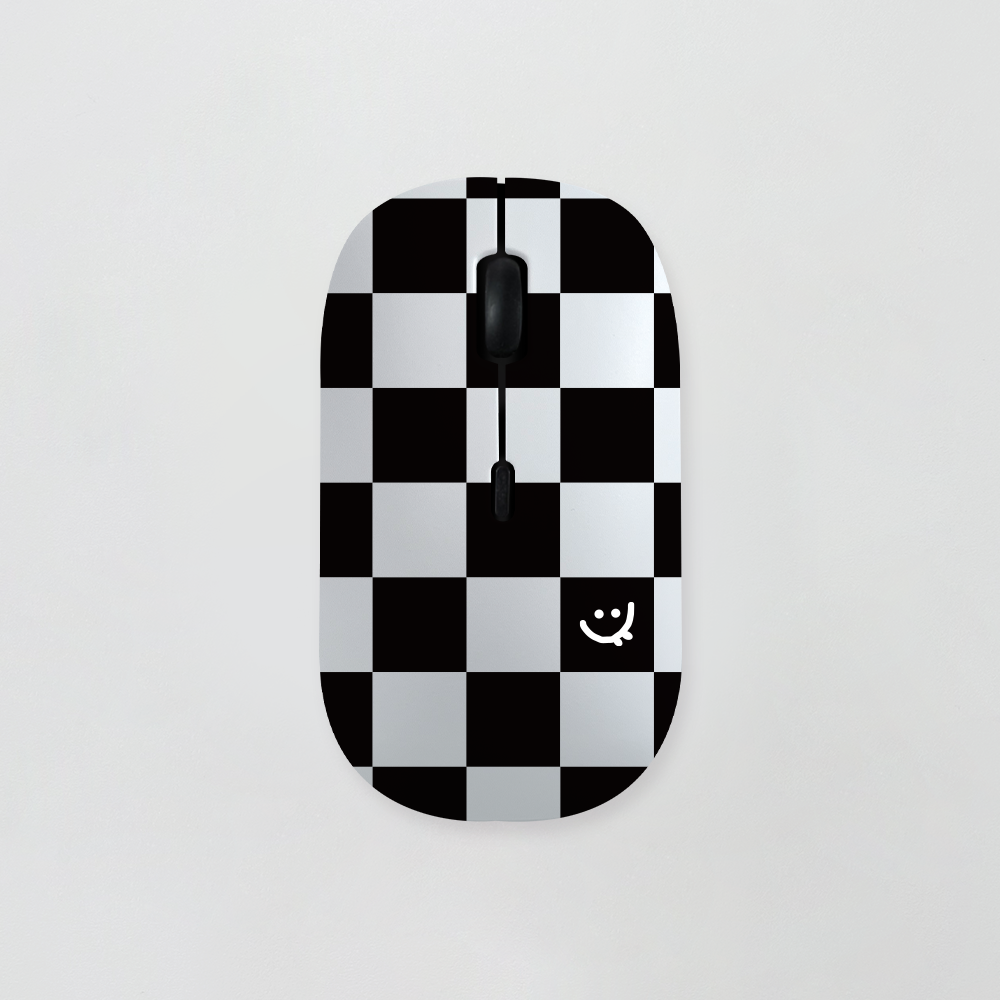 [무소음 마우스] 올리 체커보드 블랙 . 마우스 블루투스마우스 노트북 무소음 무선 디자인마우스